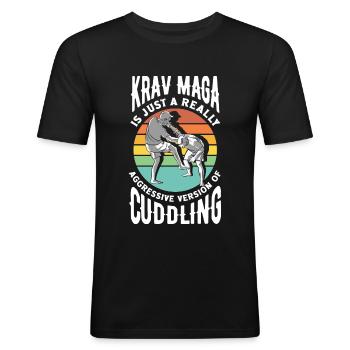 Arts Martiaux Autodéfense Krav Maga Citation drôle - T-shirt près du corps Homme - noir - Devant - Nik (191cm)