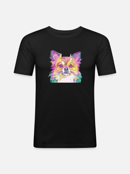 Bunter Hund - Männer Slim Fit T-Shirt - Schwarz