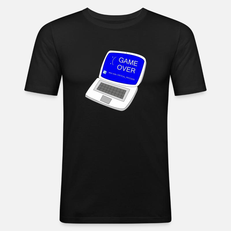 Computer game over - Männer Slim Fit T-Shirt - Schwarz