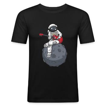 Gitarre - Männer Slim Fit T-Shirt - Schwarz - Vorne - Nik (191cm)