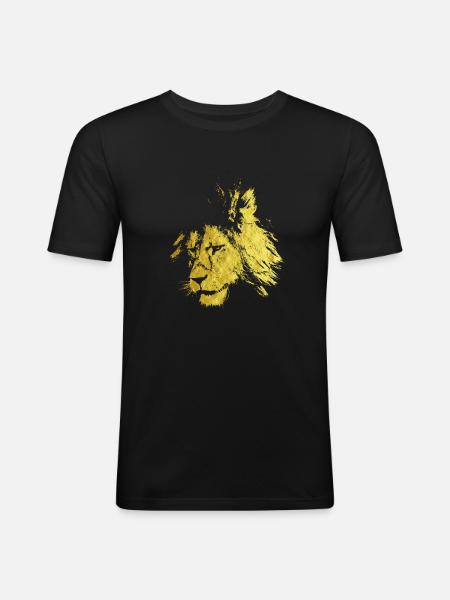 Lion gold - Men's Slim Fit T-Shirt - black