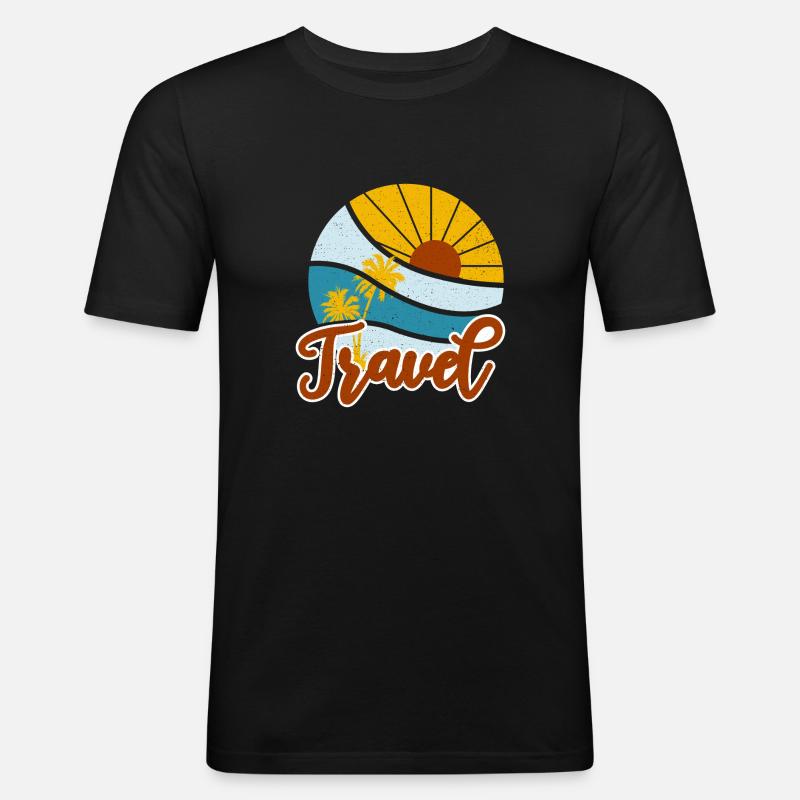 Reise - Männer Slim Fit T-Shirt - Schwarz