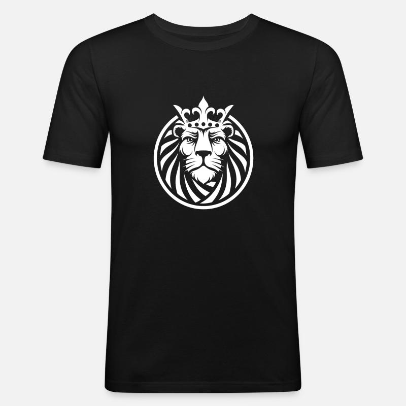 Löwe - Männer Slim Fit T-Shirt - Schwarz