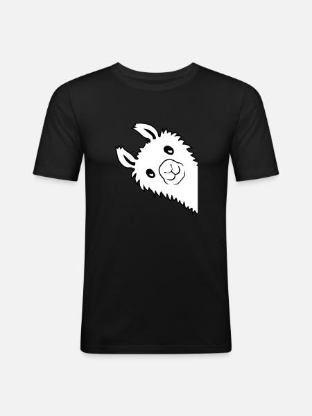 Lama looks sideways - Men's Slim Fit T-Shirt - black