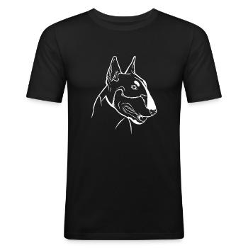 Bullterrier - Männer Slim Fit T-Shirt - Schwarz - Vorne - Nik (191cm)