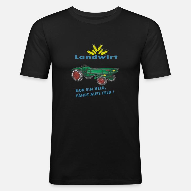 Traktor, Landwirt, Oldtimer - Männer Slim Fit T-Shirt - Schwarz