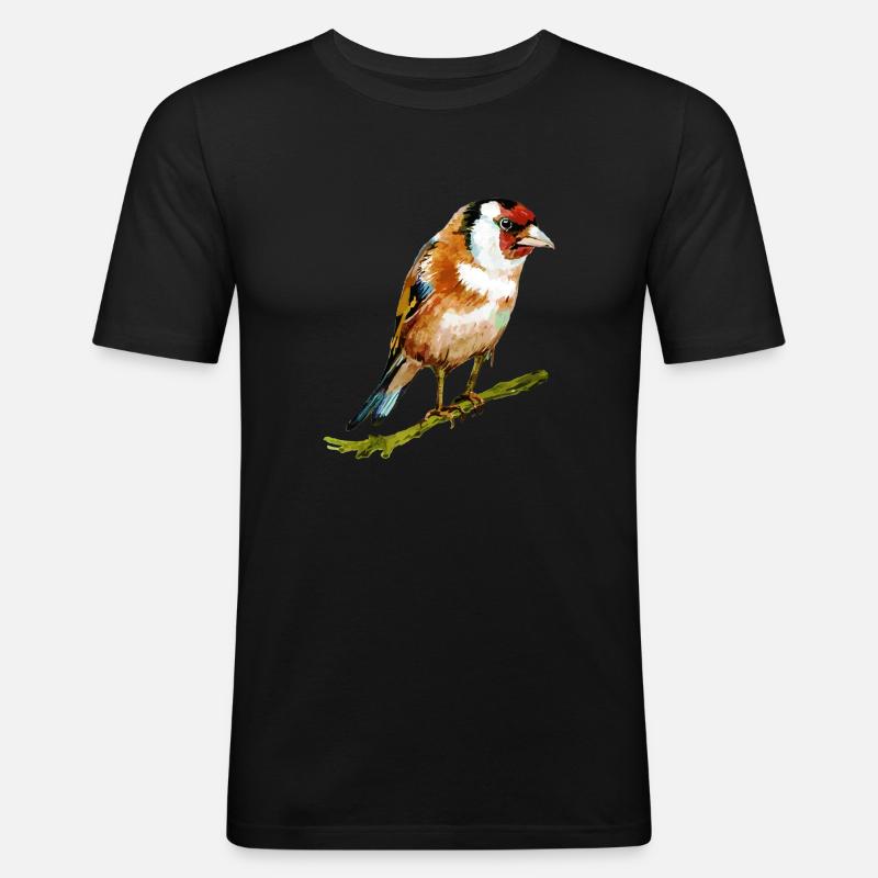 Bunter Vogel - Männer Slim Fit T-Shirt - Schwarz