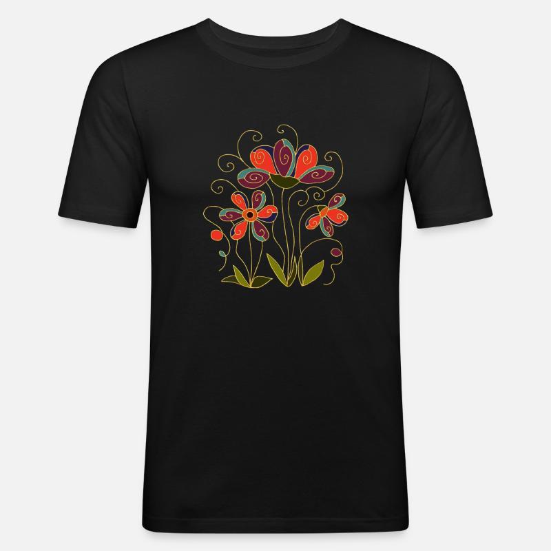Blumen - Männer Slim Fit T-Shirt - Schwarz
