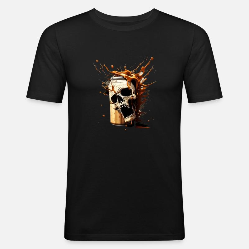 Totenkopf Bier Explosion - Männer Slim Fit T-Shirt - Schwarz