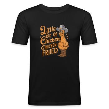 A Little Bit of Chicken Fried - Männer Slim Fit T-Shirt - Schwarz - Vorne - Nik (191cm)