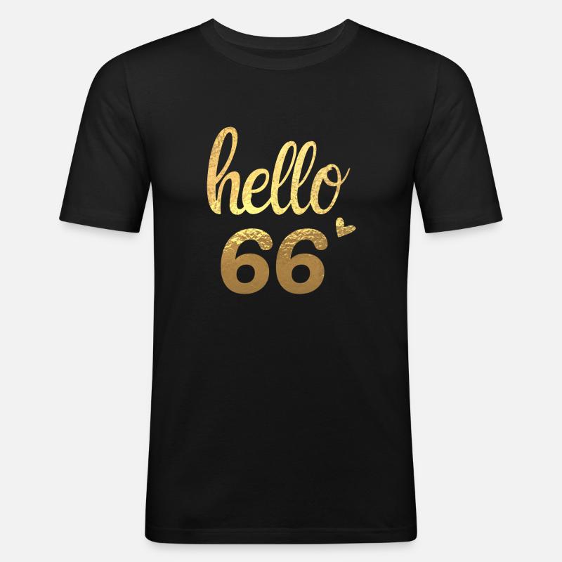 Hallo 66 gold - Männer Slim Fit T-Shirt - Schwarz