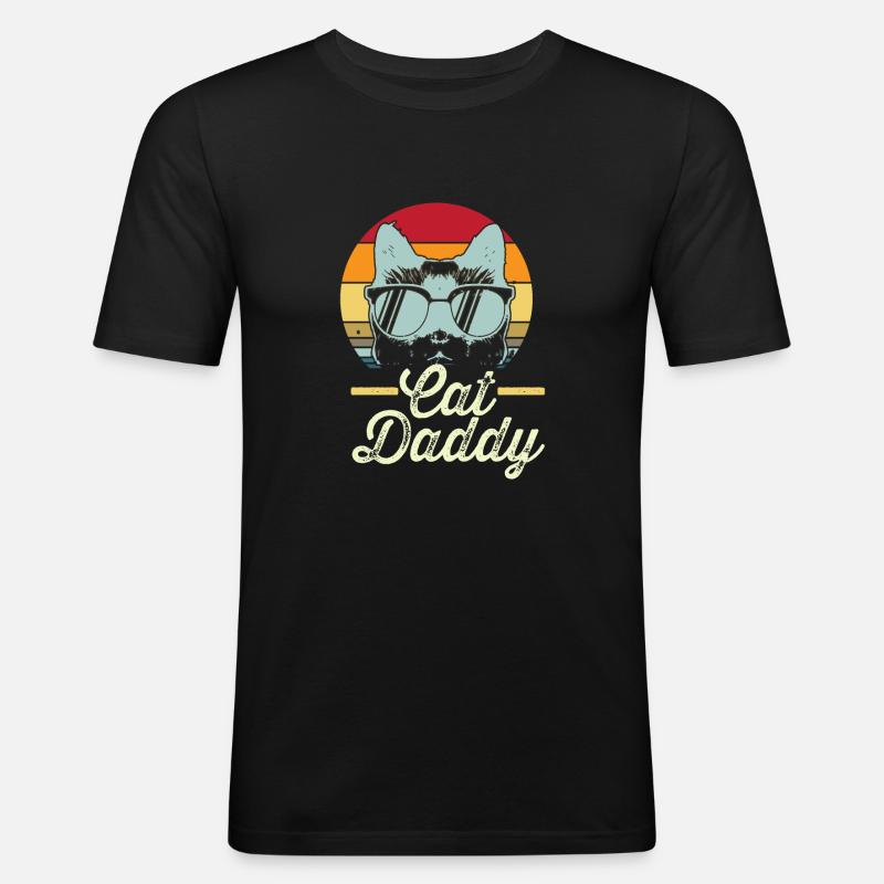 Cat Daddy retro - Männer Slim Fit T-Shirt - Schwarz