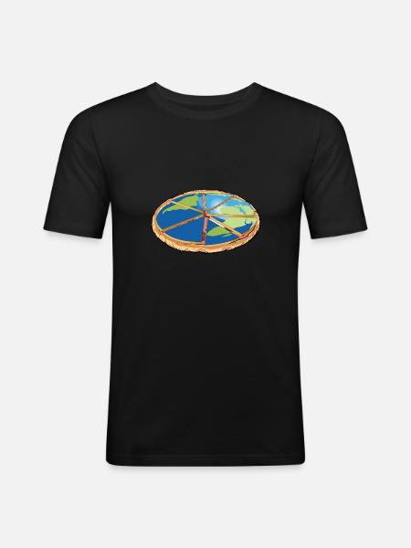 Pizza carries earth - Men's Slim Fit T-Shirt - black