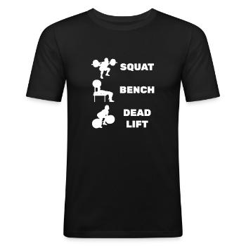 Squat Bench Deadlift - Männer Slim Fit T-Shirt - Schwarz - Vorne - Nik (191cm)