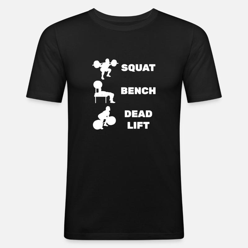Squat Bench Deadlift - Männer Slim Fit T-Shirt - Schwarz