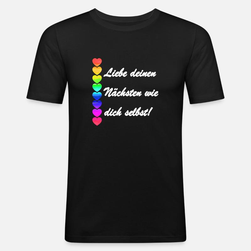nächstenliebe 3 - Männer Slim Fit T-Shirt - Schwarz