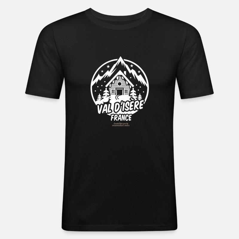 Val d'Isère - Männer Slim Fit T-Shirt - Schwarz