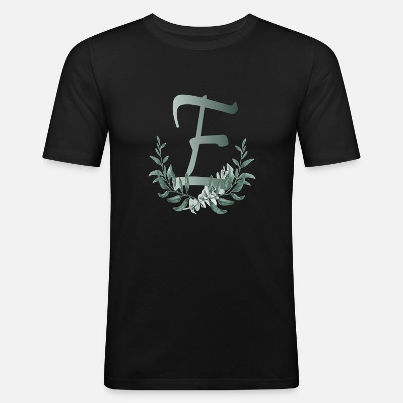 Letter E with plants - Men's Slim Fit T-Shirt - black