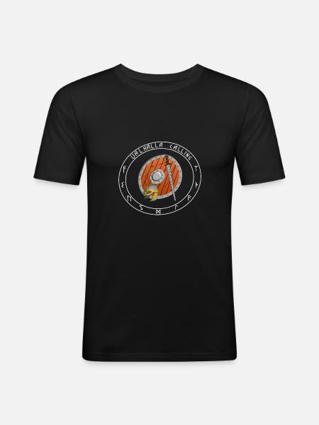 Wikinger Valhalla Calling - Männer Slim Fit T-Shirt - Schwarz