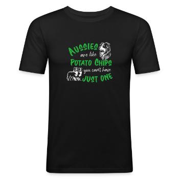 Les Australiens sont comme des croustilles - vertes - T-shirt près du corps Homme - noir - Devant - Nik (191cm)