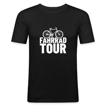 Fahrradtour Shirt - Männer Slim Fit T-Shirt - Schwarz - Vorne - Nik (191cm)