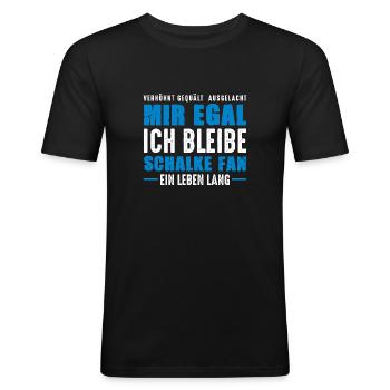 Schalke Fan Ein Leben Lang Gelsenkirchen Schalker - Männer Slim Fit T-Shirt - Schwarz - Vorne - Nik (191cm)