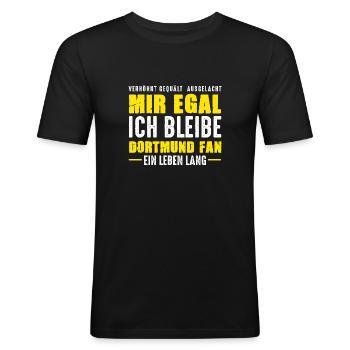 Dortmund Fan Ein Leben Lang Dortmunder Spruch - Männer Slim Fit T-Shirt - Schwarz - Vorne - Nik (191cm)