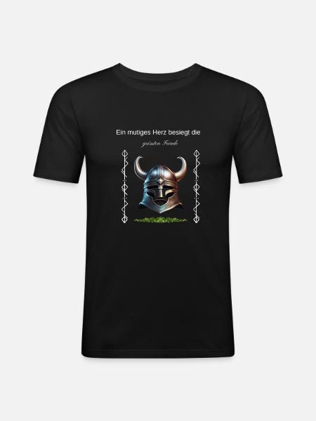 Wikinger Spruchshirt - Männer Slim Fit T-Shirt - Schwarz