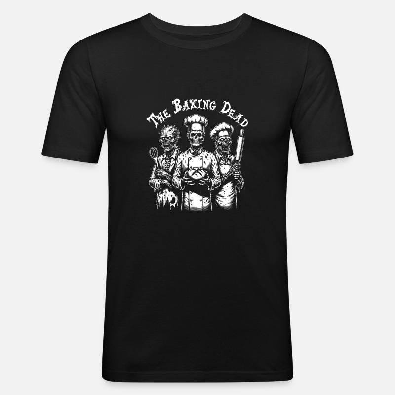 Baking Dead - backende Zombies - Männer Slim Fit T-Shirt - Schwarz