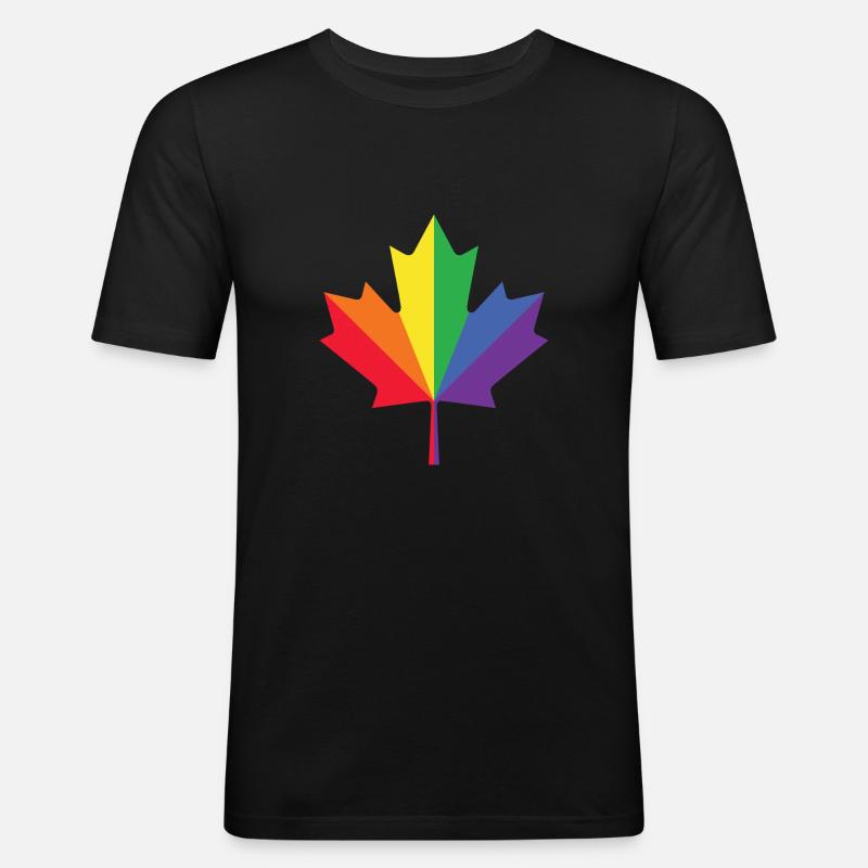 Canada maple leaf LGBT - Männer Slim Fit T-Shirt - Schwarz