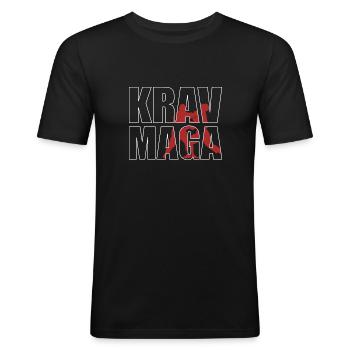 Krav Maga Arts Martiaux Krav Maga Fighter - T-shirt près du corps Homme - noir - Devant - Nik (191cm)
