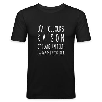 raison d'avoir tort - T-shirt près du corps Homme - noir - Devant - Nik (191cm)
