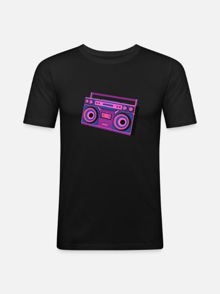 Radio retro - T-shirt près du corps Homme - noir