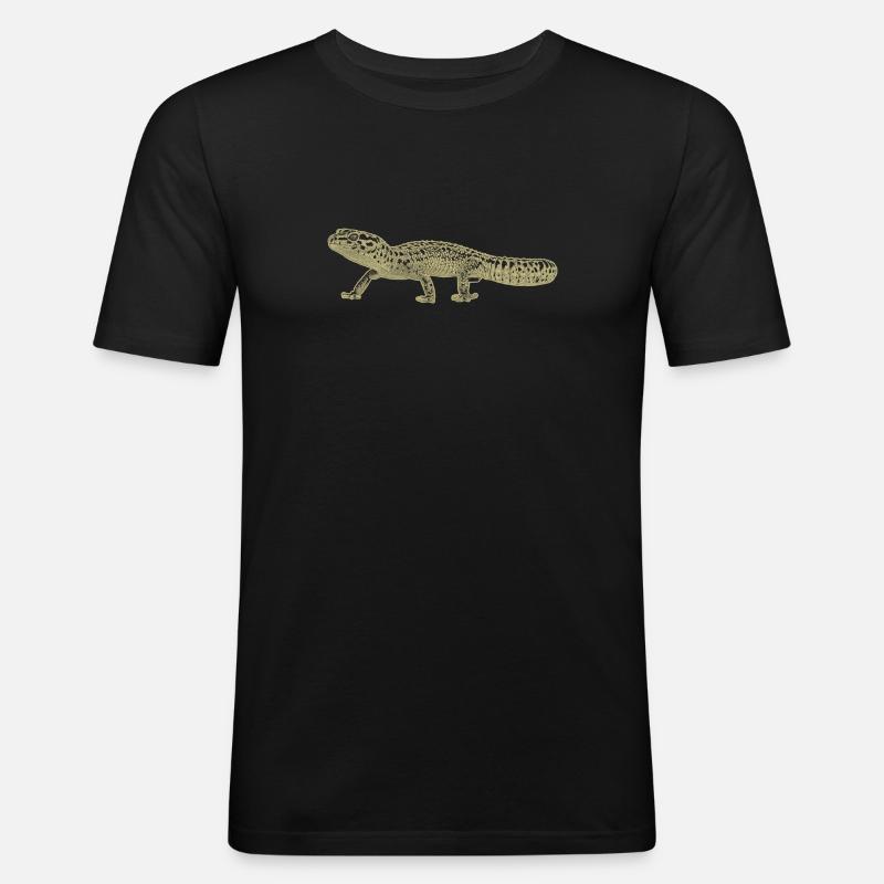 Leopardengecko - Männer Slim Fit T-Shirt - Schwarz