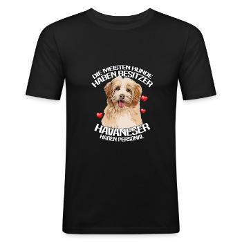 Havaneser haben Personal | Lustige Sprüche - Männer Slim Fit T-Shirt - Schwarz - Vorne - Nik (191cm)
