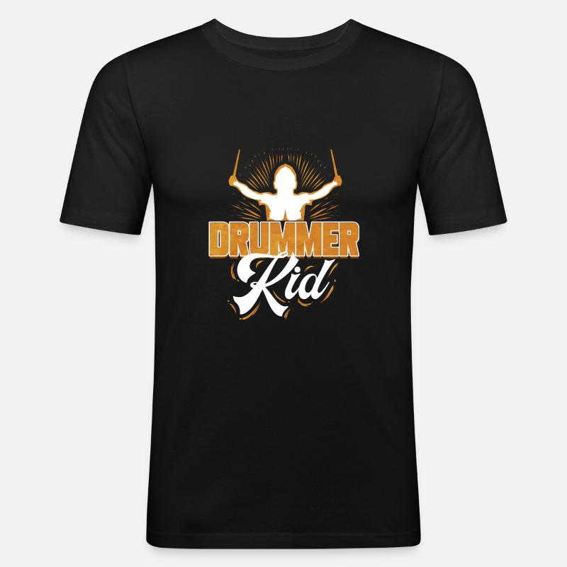 Drummer Kind | Schlagzeug Drummer - Männer Slim Fit T-Shirt - Schwarz