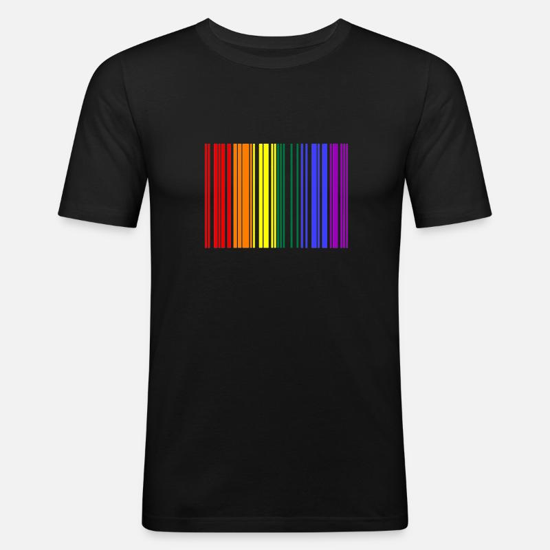 Rainbow Barcode - Männer Slim Fit T-Shirt - Schwarz