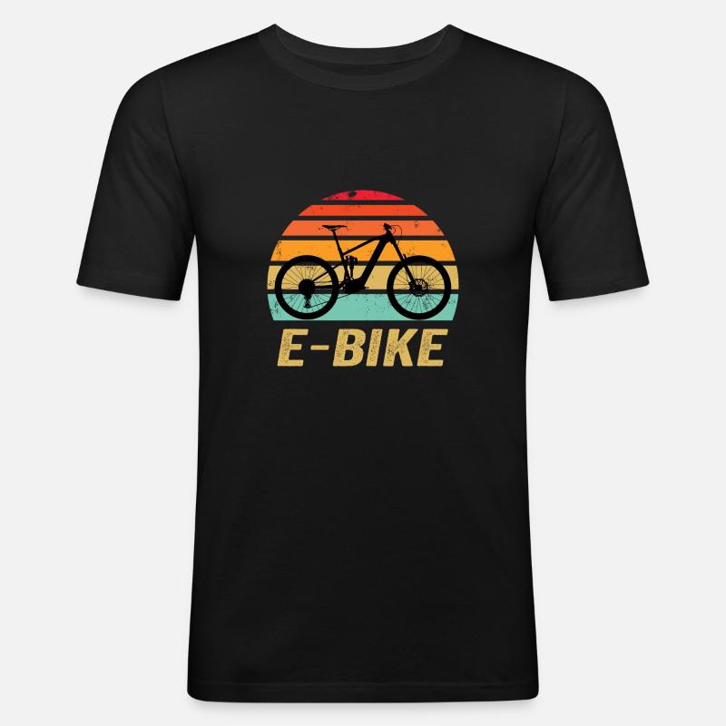 E-Bike MTB E-MTB - Männer Slim Fit T-Shirt - Schwarz