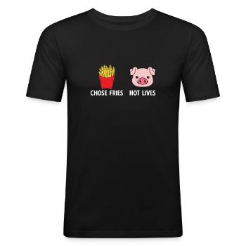 Pommes Frites Pommes Liebhaber Pommes Fritten Spru - Männer Slim Fit T-Shirt - Schwarz - Vorne - Nik (191cm)