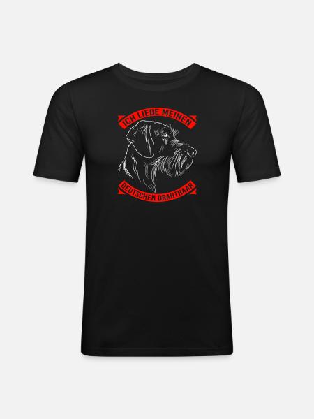 Hund Hundebesitzer - Männer Slim Fit T-Shirt - Schwarz