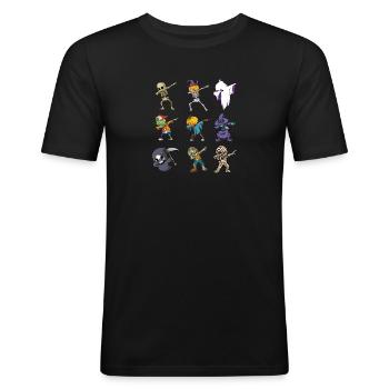 Halloween Kostüm Party Kürbis Dabbing Geister - Männer Slim Fit T-Shirt - Schwarz - Vorne - Nik (191cm)