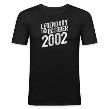 20th Birthday Gift Legendary Since October 2002 20 - Männer Slim Fit T-Shirt - Schwarz - Vorne - Nik (191cm)
