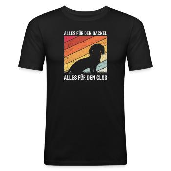 Dackel Teckel Dackelwelpe Dackelhund Geschenk Dack - Männer Slim Fit T-Shirt - Schwarz - Vorne - Nik (191cm)