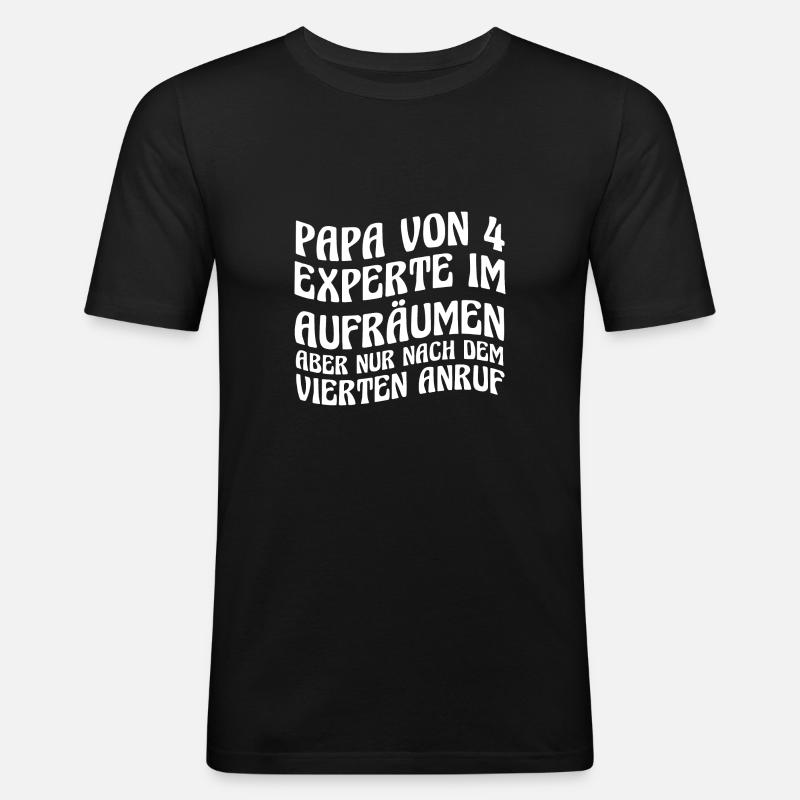 Papa Von 4 Kindern - Männer Slim Fit T-Shirt - Schwarz