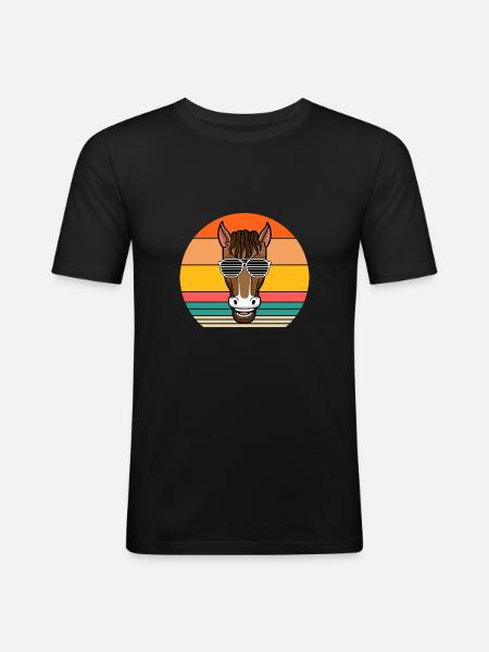 Monter à cheval - T-shirt près du corps Homme - noir