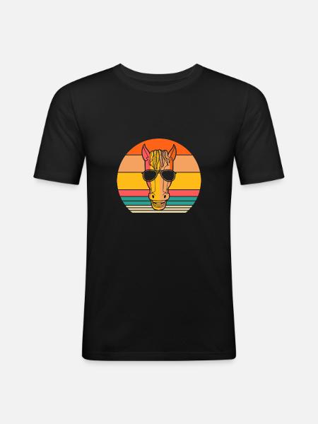 Monter à cheval - T-shirt près du corps Homme - noir