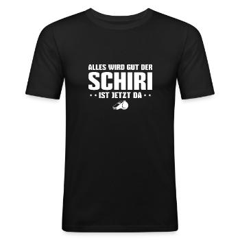 Fußball Schiedsrichter Schiri - Männer Slim Fit T-Shirt - Schwarz - Vorne - Nik (191cm)