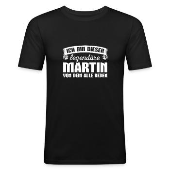 Martin Vorname Geschenk - Männer Slim Fit T-Shirt - Schwarz - Vorne - Nik (191cm)