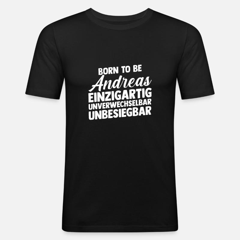 Vorname Andreas - Männer Slim Fit T-Shirt - Schwarz