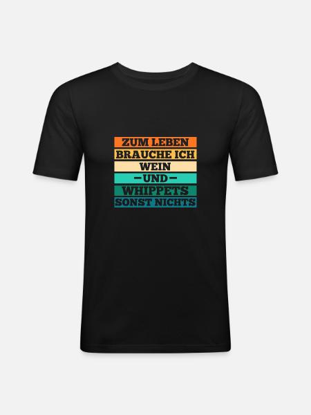 Hund Wein Whippet - Männer Slim Fit T-Shirt - Schwarz